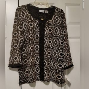 Alfred Dunner multicolored blouse  with detailing on front XL New With Tags